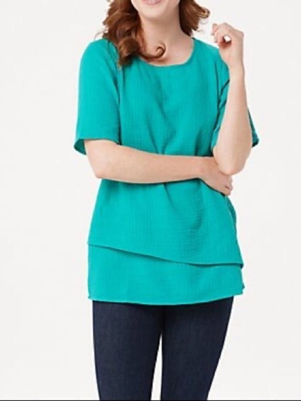Joan Rivers Crinkle Texture Hem Detail Top